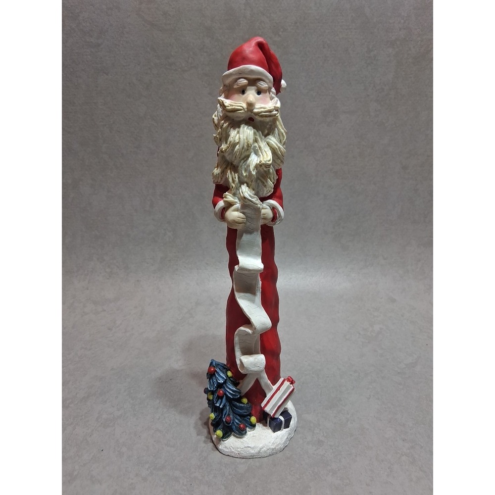 Vintage Tall Skinny Santa 9.5 in.  Figurine with List Tree Gifts